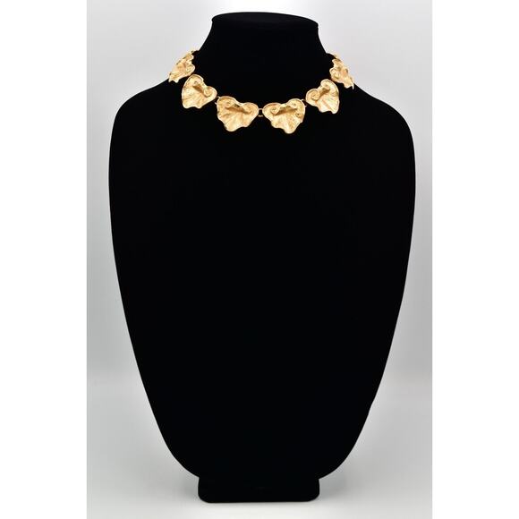 YSL Goosens Vintage Collar Necklace Brushed Gold Chunky Numbered Signed Bin7B - Picture 3 of 12